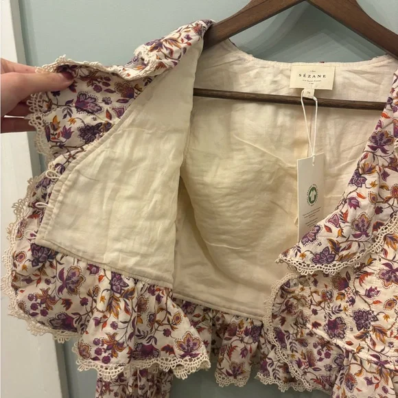 Sezane alexiana nausica quilted ruffle blouse - Picture 9 of 13